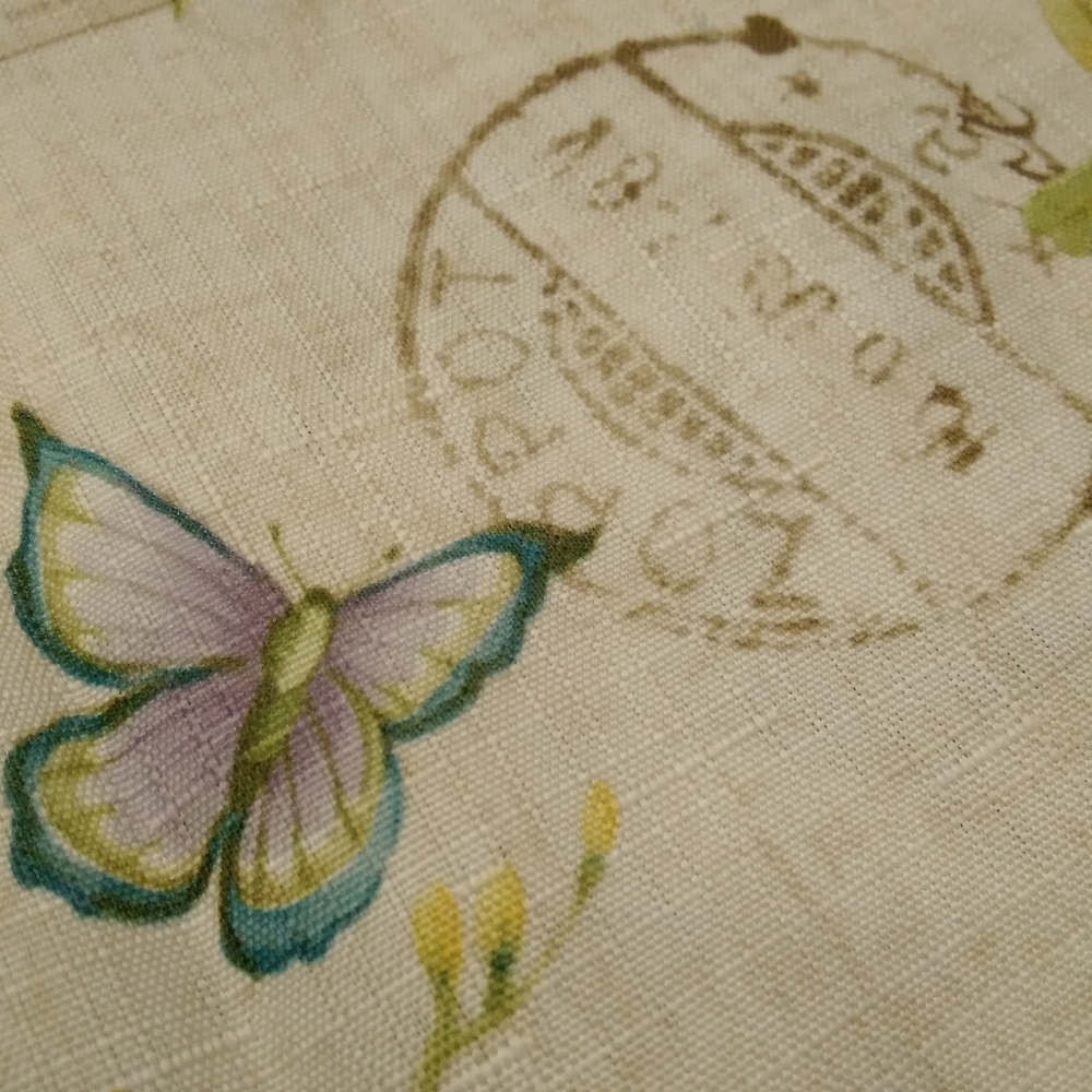 Elrene Botanical Blossom Cloth NAPKINS Set of 4 Floral Butterfly Postmark ~17x17 - Picture 12 of 13